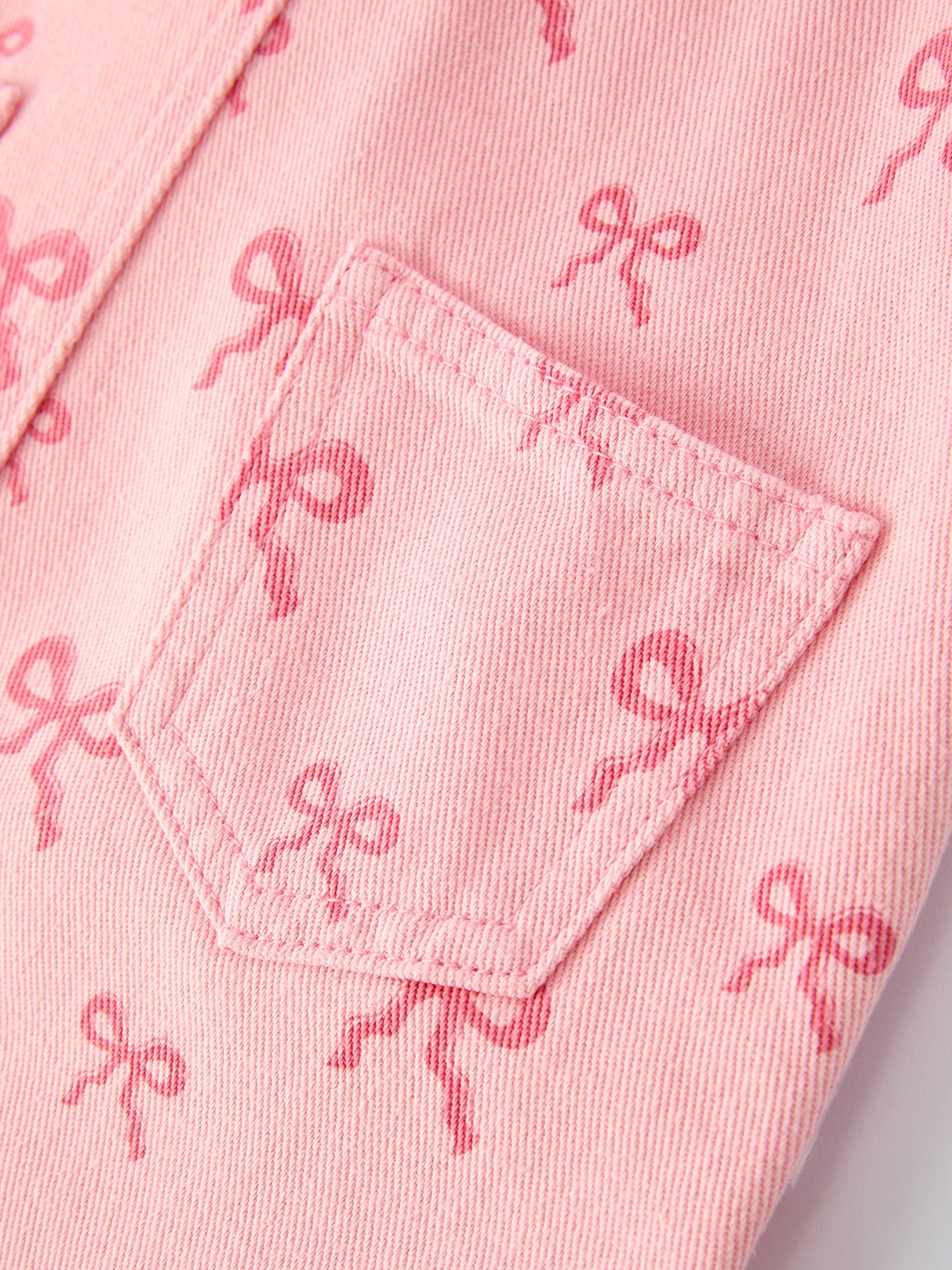 Barbara Pink Bow Denim Overall Dress for Girls