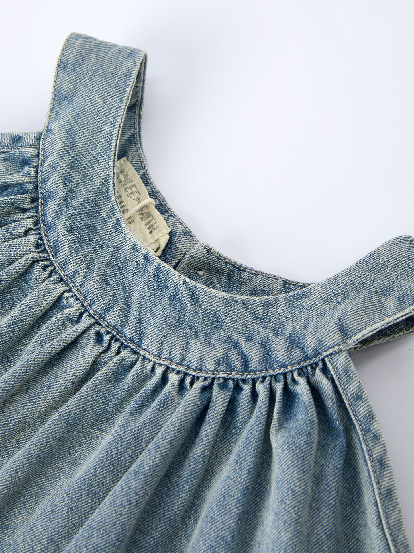 Massiel Girls Denim Ruffle Trim A-Line Dress