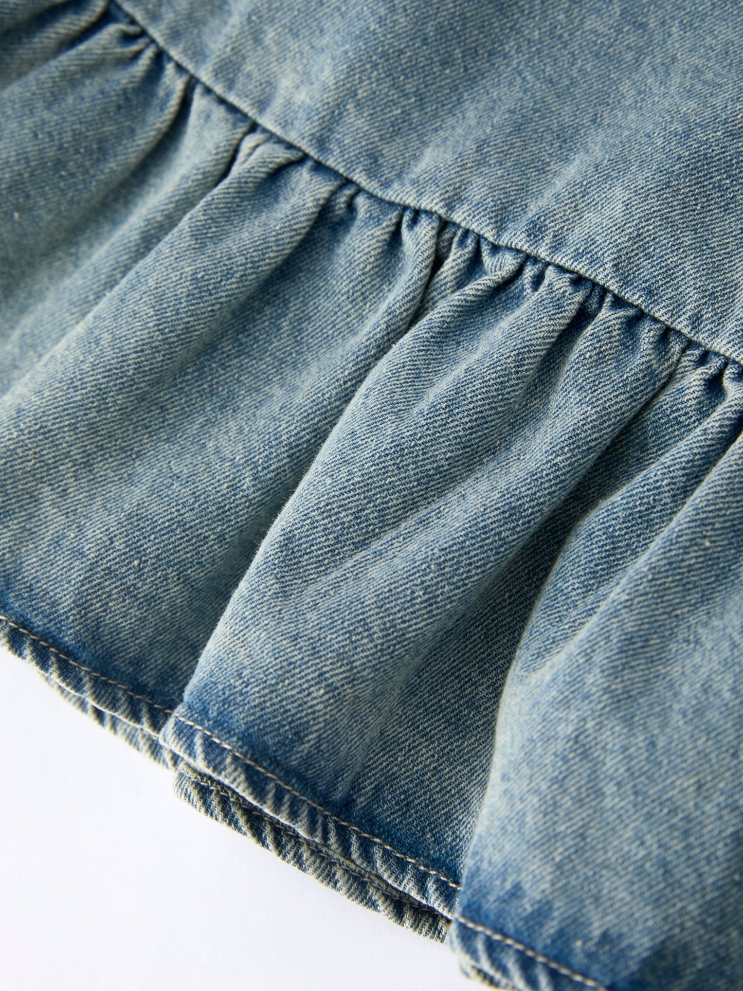 Massiel Girls Denim Ruffle Trim A-Line Dress