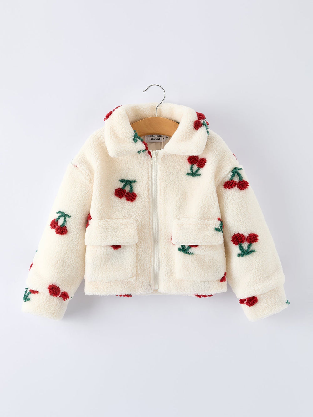 Eliza Cherry Plush Jacket for Girls – Zip-Up Winter Coat