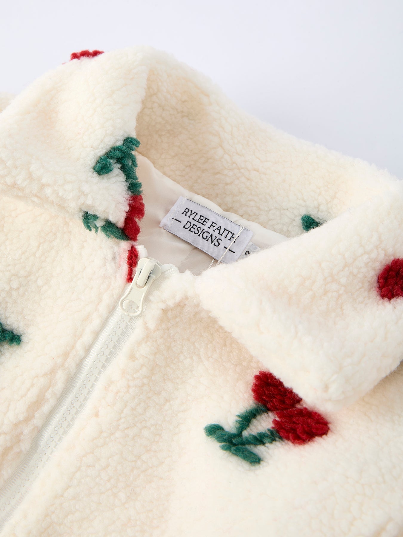 Eliza Cherry Plush Jacket for Girls – Zip-Up Winter Coat