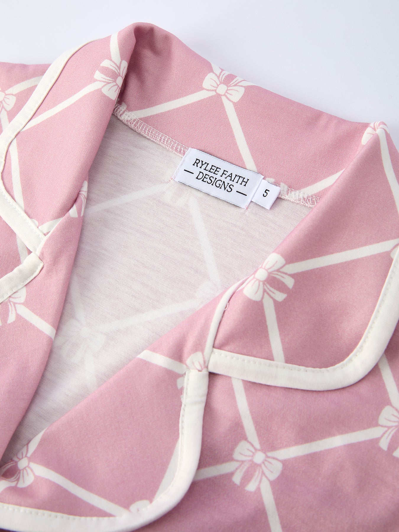 Matching Mommy & Me Check Bow Girls Lapel Pajamas