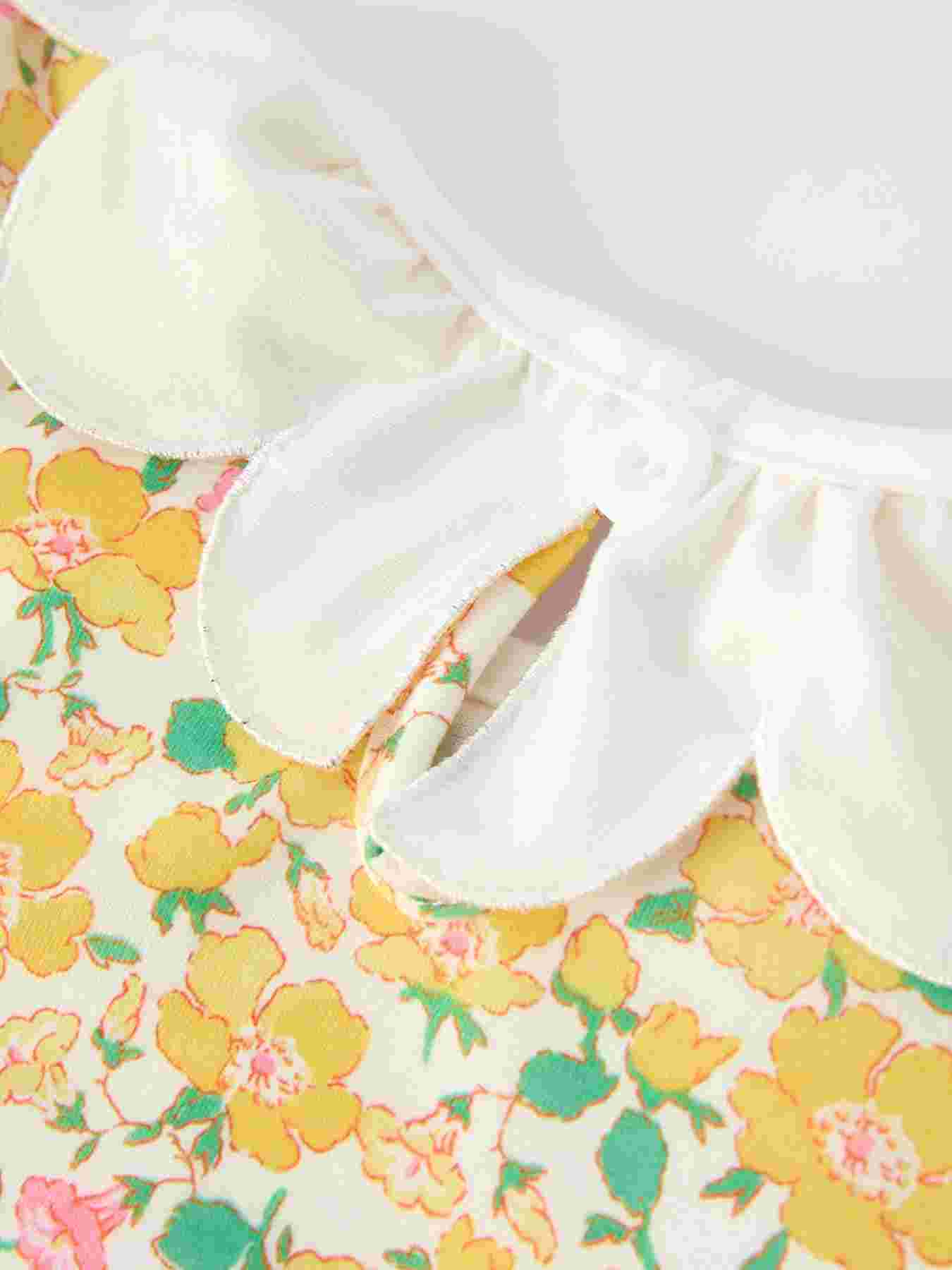 Easter Yellow Chick Embroidery Floral Girl Dress