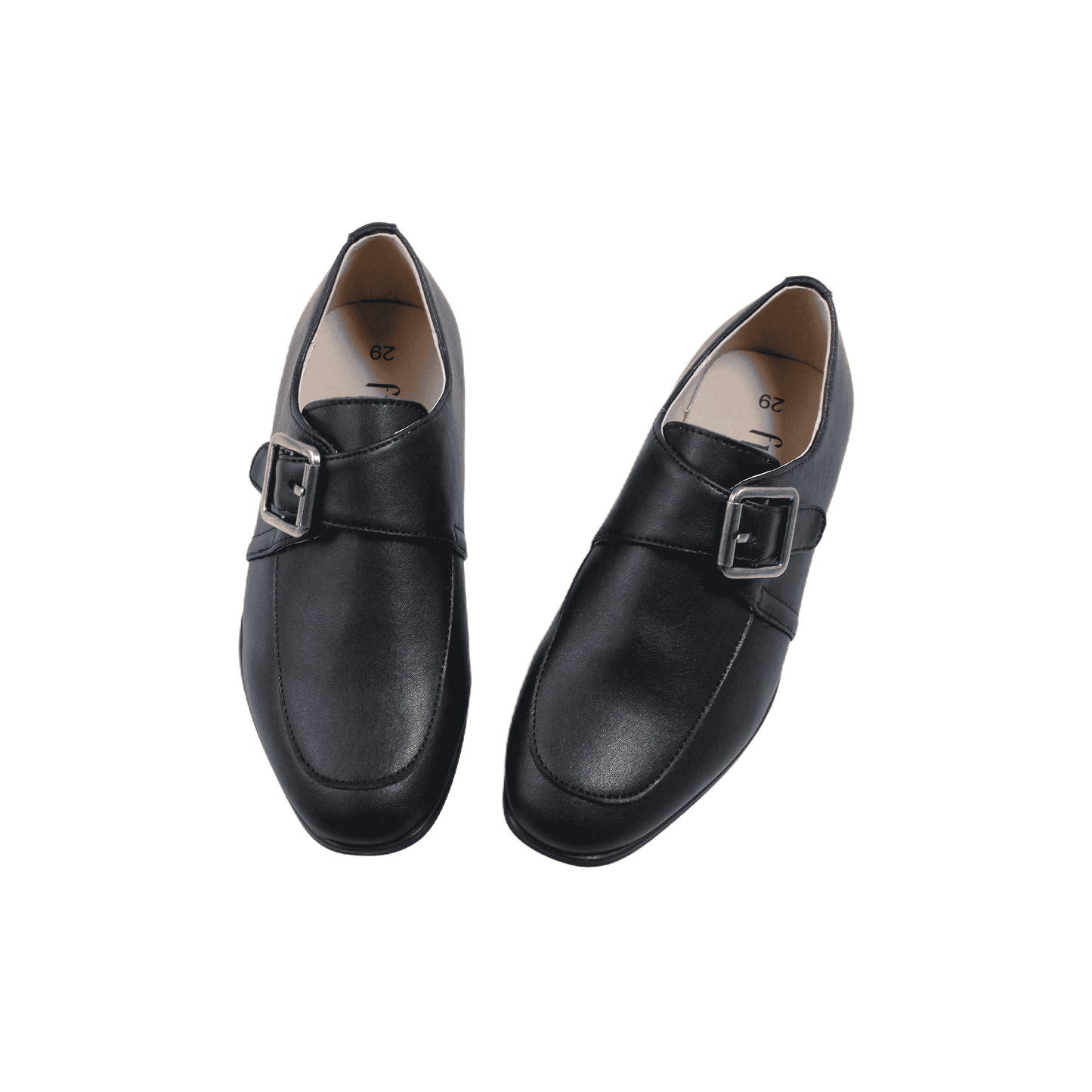 Darius Boys Black Leather Dress Shoes with Velcro Closure