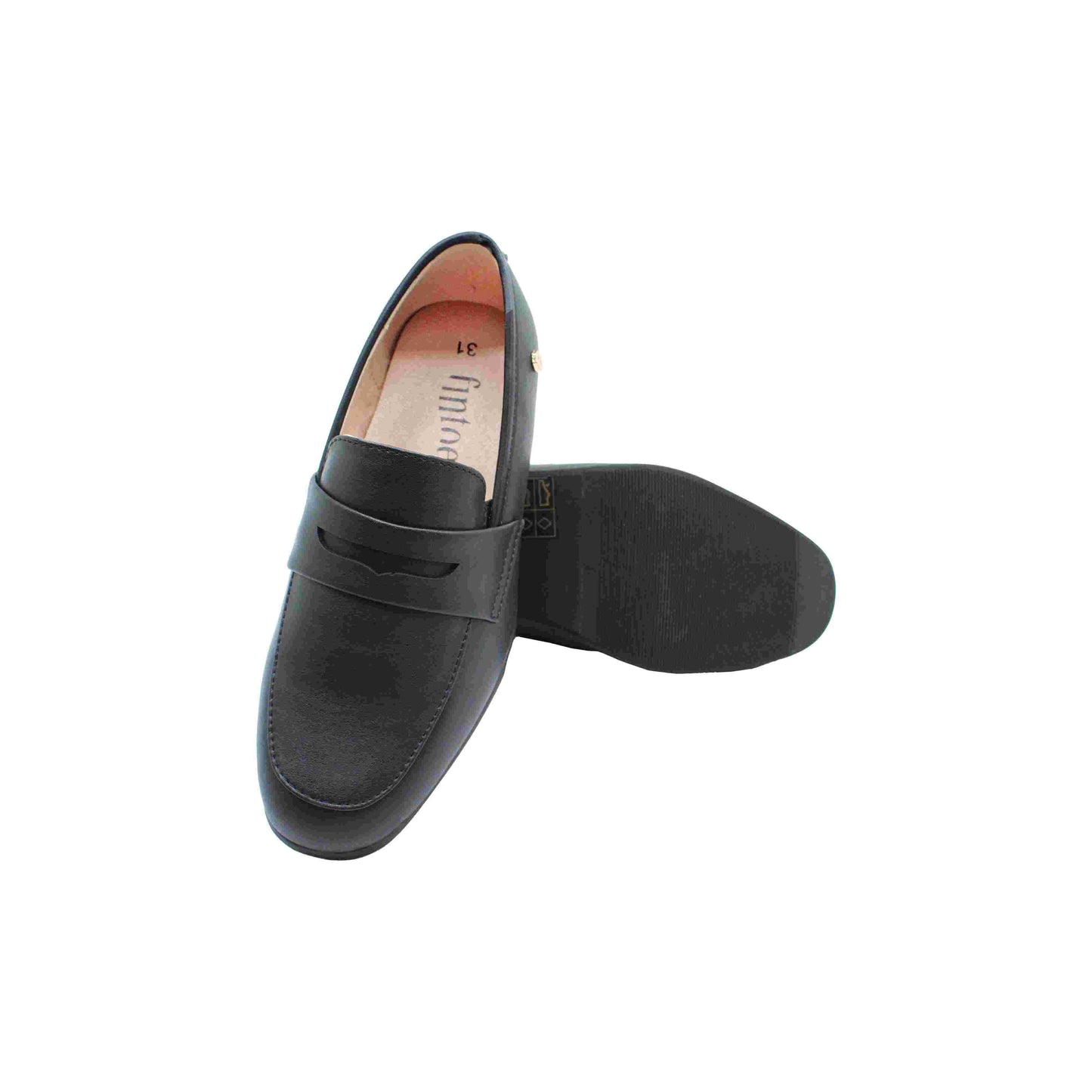 Jamal Black Leather boys dress shoes