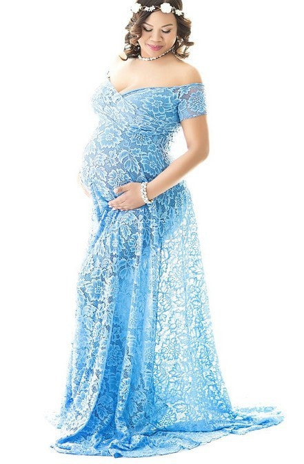 Alice Collage Stitching Maternity Long Tail Short-Sleeved Dress