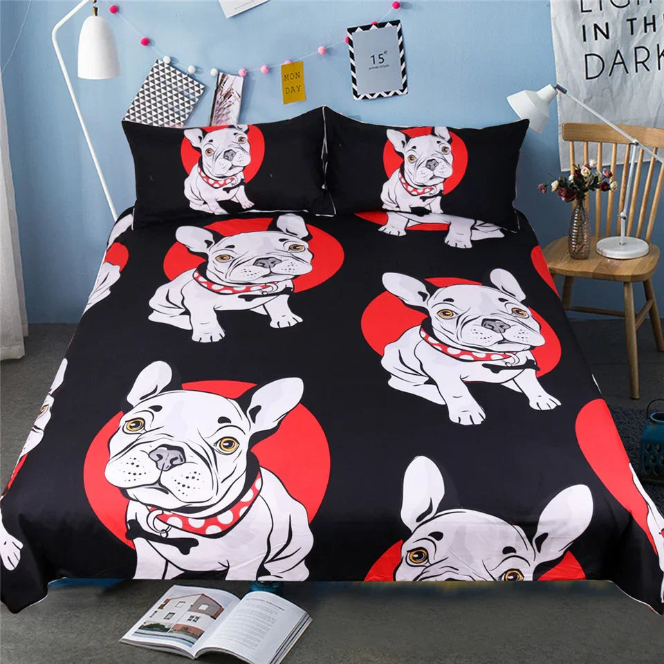 Red And Black Bulldog Bedding Three Piece Bedding Set - GuGuTon baby store - Baby Fashion - Toddlers Outfits - Babies Outfits - Toddler Clothes - Kids Clothing - Newborn Clothes - Newborn Wear - Kids Wear - Trending Clothes - Trending Outfits - Fall Fashion - Winter Fashion - Girls Clothes - Boys Clothes - Babies Wear - Kids Accessories - KidsWear - Summer Clothes - Summer Fashion - Summer Trend - Falls Sweaters - Tops - Bottom - Jeans - Blouse - Dresses - Newborn Dresses - Toys