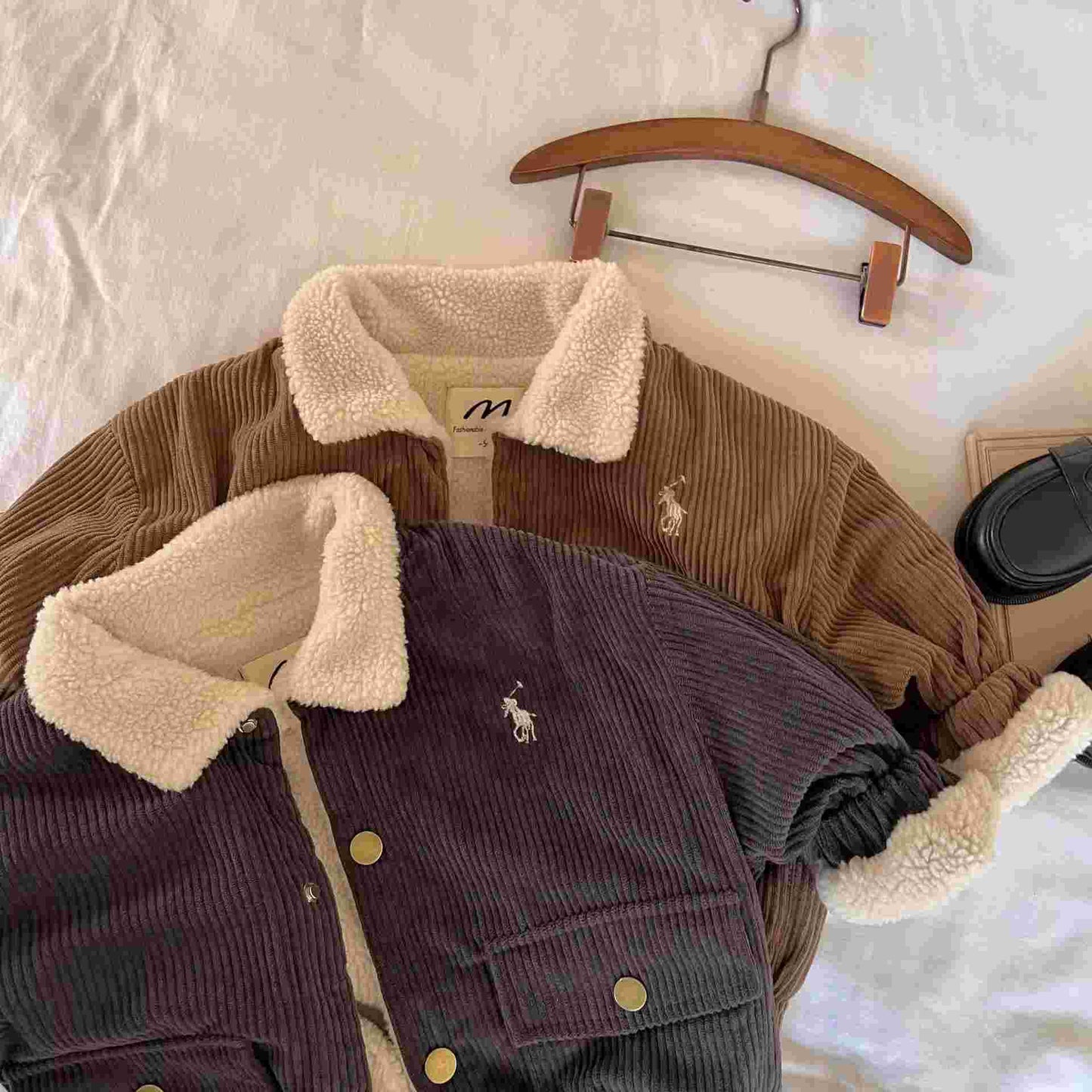 Byron Baby Boy Corduroy Jacket - Sherpa Lined Winter Coat for Toddlers