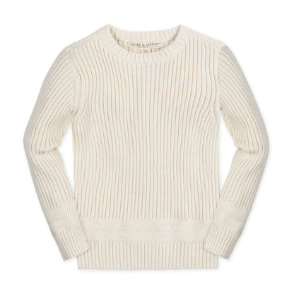 Dave Organic Herringbone Detail Crew Neck Sweater - Baby