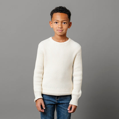 Dave Organic Herringbone Detail Crew Neck Sweater - Baby