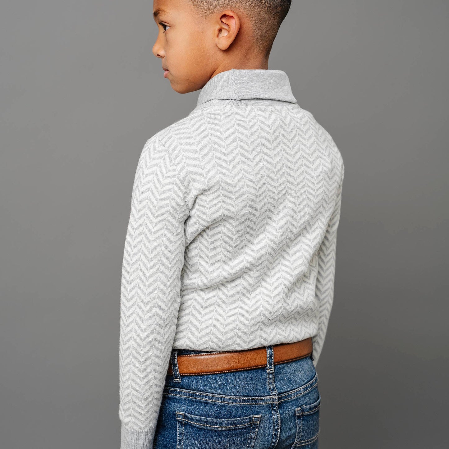 Joselin Organic Intarsia Shawl Collar Sweater - Baby