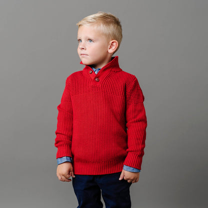 Matt Organic Mix Stitch Mock Neck Sweater with Elbow Patches - Baby