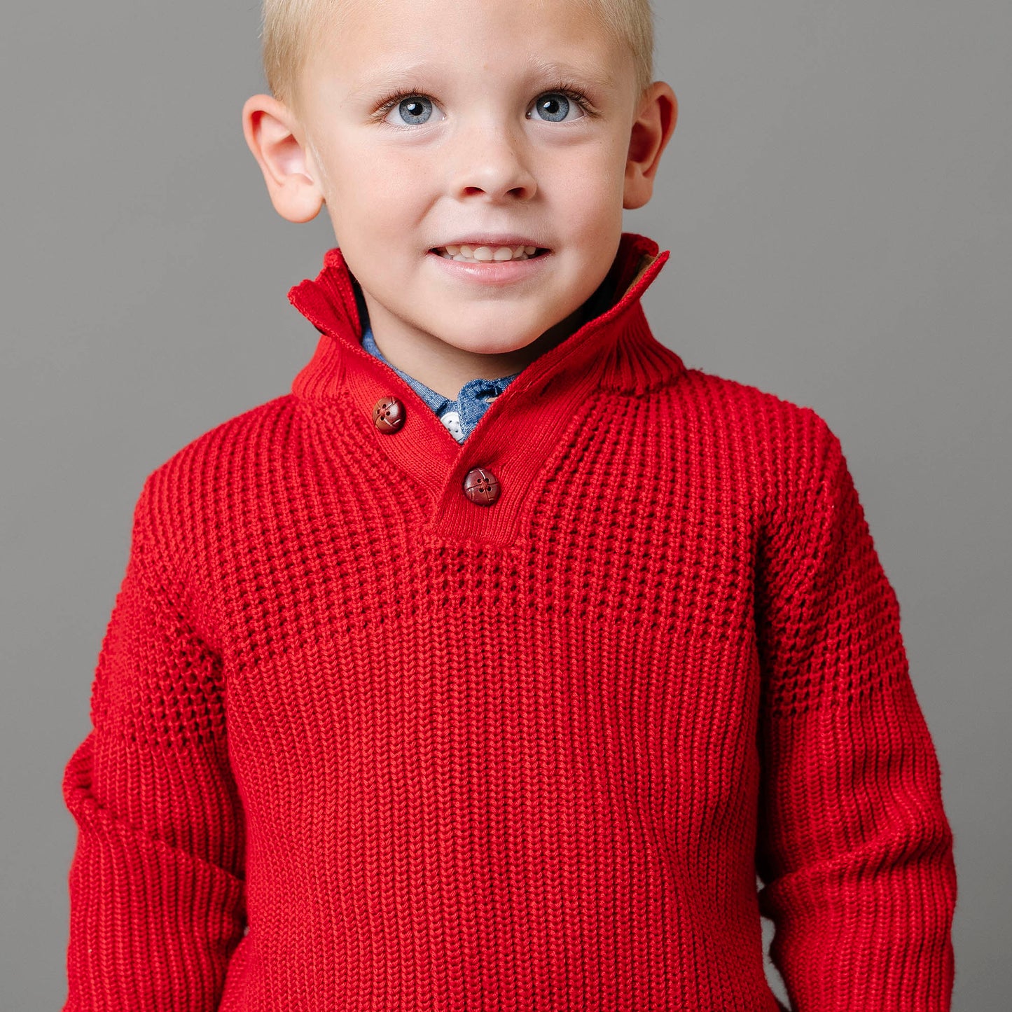 Matt Organic Mix Stitch Mock Neck Sweater with Elbow Patches - Baby