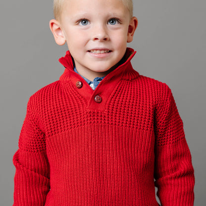 Matt Organic Mix Stitch Mock Neck Sweater with Elbow Patches - Baby