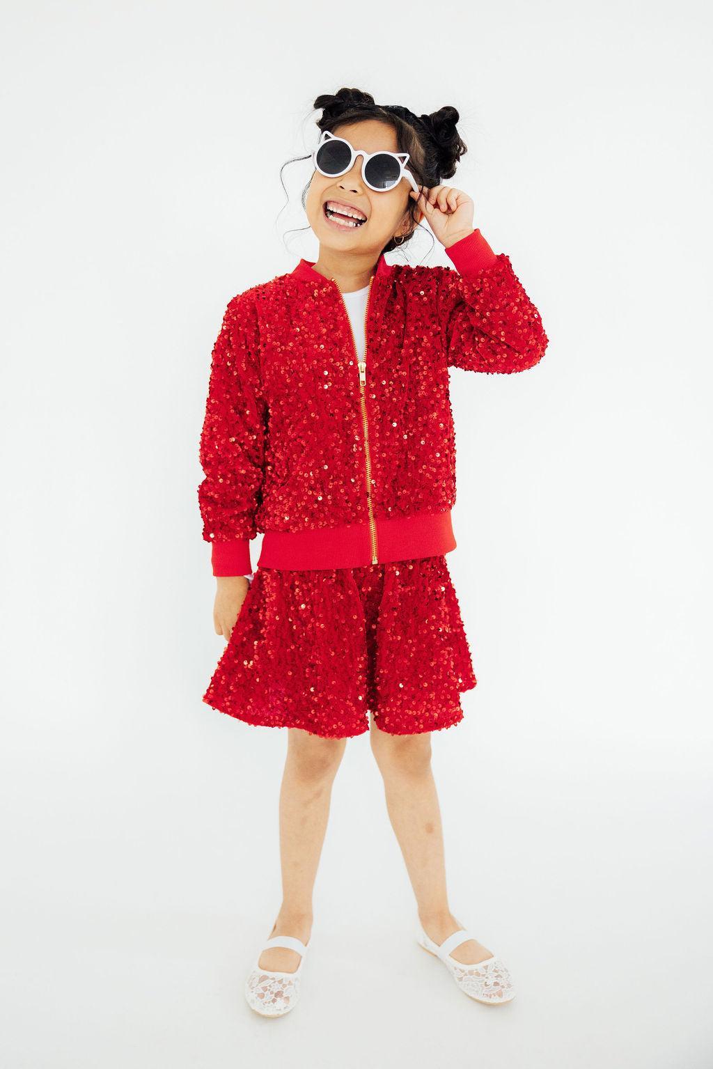 Janira Red Velvet Sequin Jacket