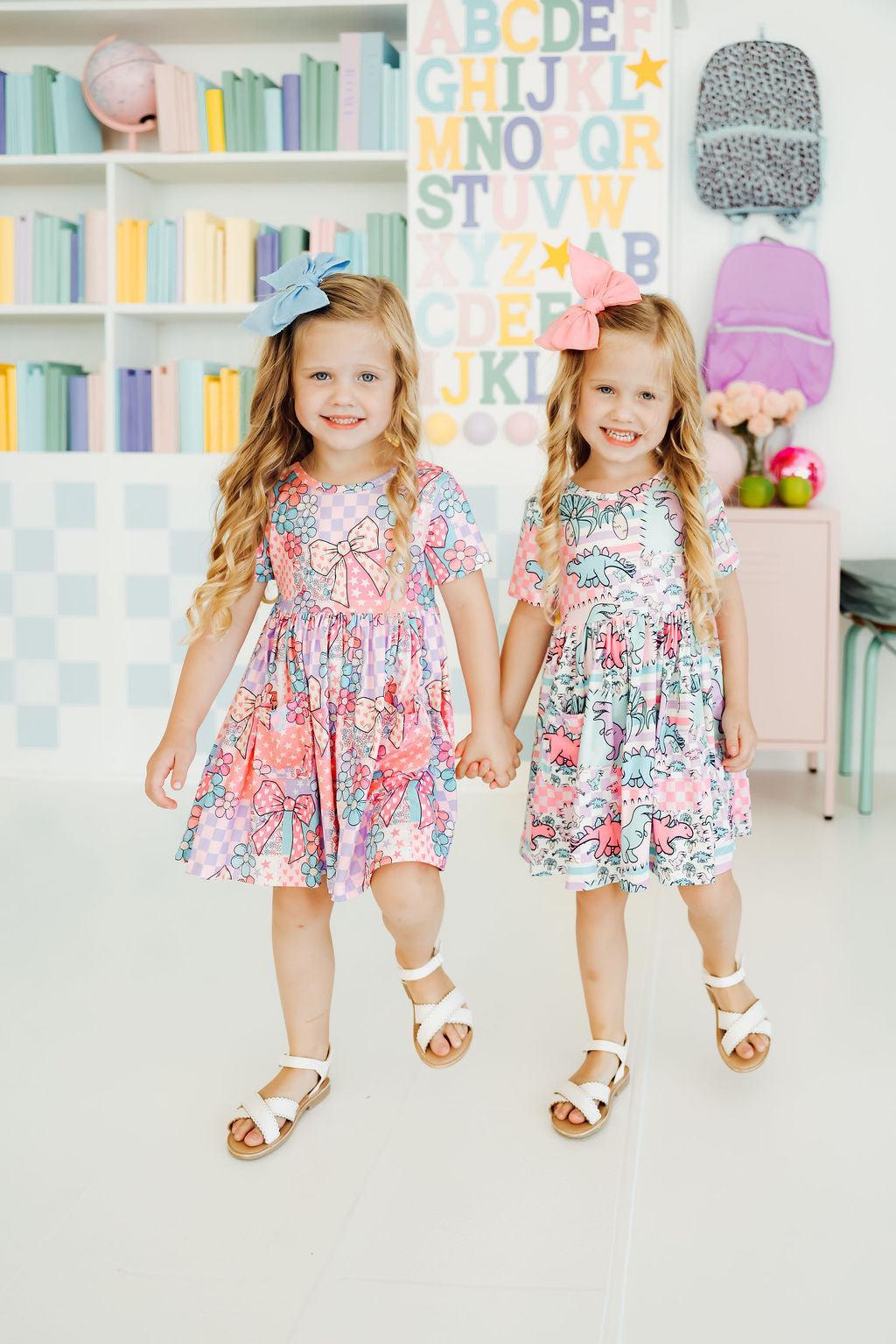 Jeisy Patchwork Princess S/S Pocket Twirl Dress