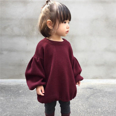 Eva Girls Spring Lantern Sleeve Solid Color Kids T-shirt Top