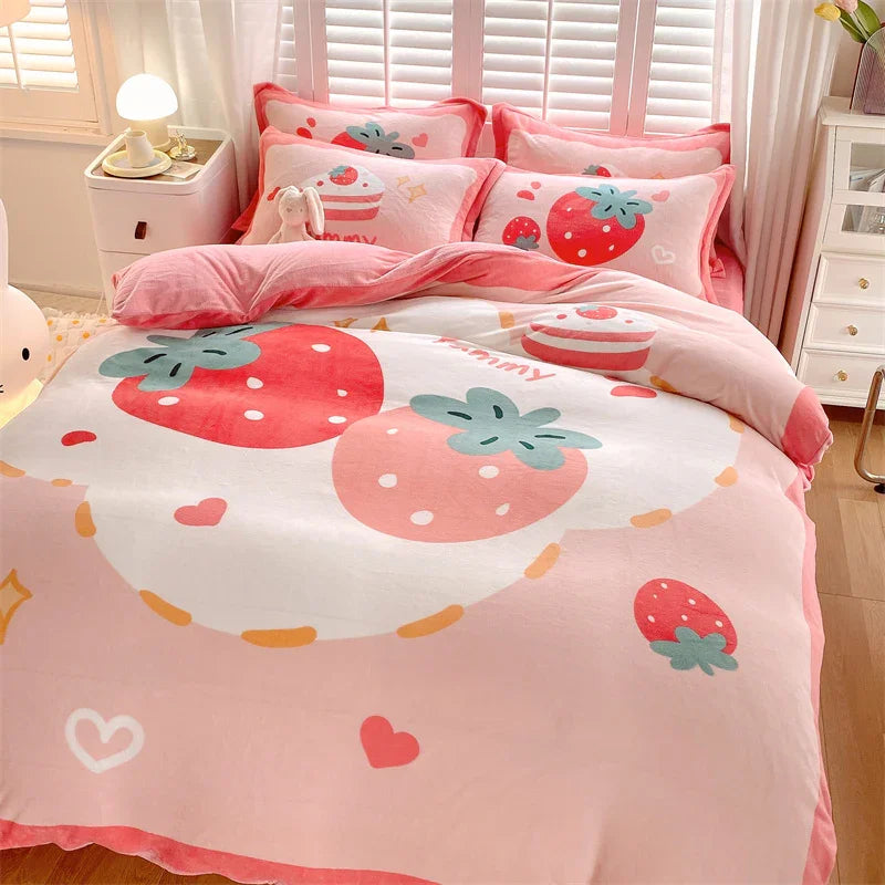 Cute Cartoon Milk Velvet Bedding Set Of Four Bedding - GuGuTon baby store - Baby Fashion - Toddlers Outfits - Babies Outfits - Toddler Clothes - Kids Clothing - Newborn Clothes - Newborn Wear - Kids Wear - Trending Clothes - Trending Outfits - Fall Fashion - Winter Fashion - Girls Clothes - Boys Clothes - Babies Wear - Kids Accessories - KidsWear - Summer Clothes - Summer Fashion - Summer Trend - Falls Sweaters - Tops - Bottom - Jeans - Blouse - Dresses - Newborn Dresses - Toys