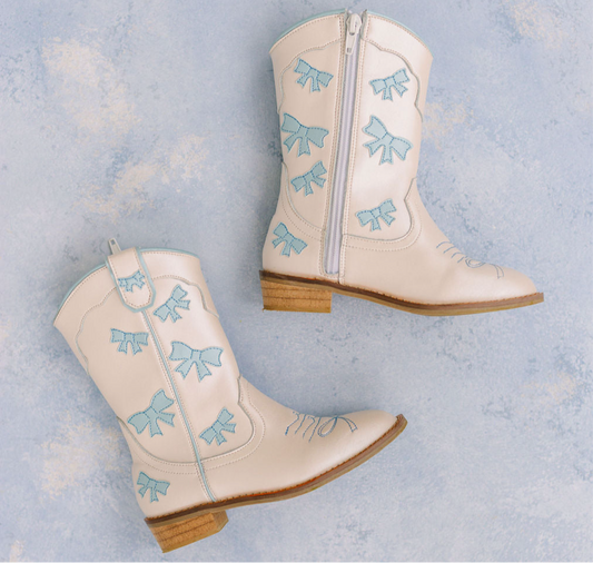 Gina Cowgirl Baby Blue Bow Boots
