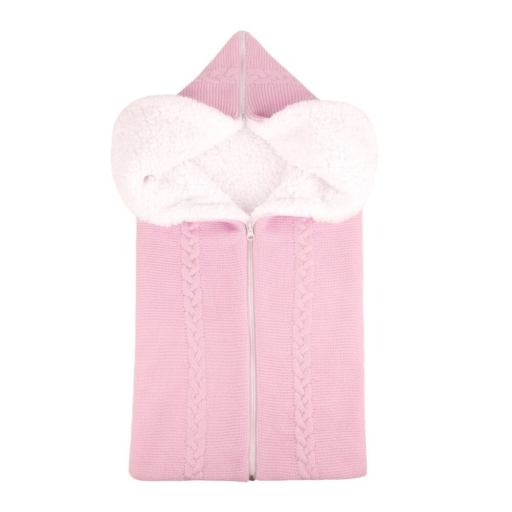 Baby Sleeping Bag Newborn Winter Warm Infant Button Knit Swaddle Wrap