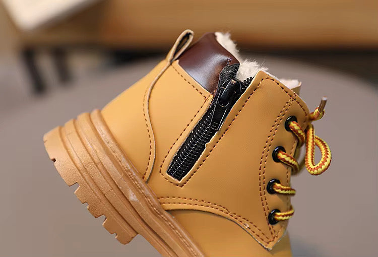 Servia Kids Winter Ankle Boots - Non-Slip Lace Up Boots with Zipper