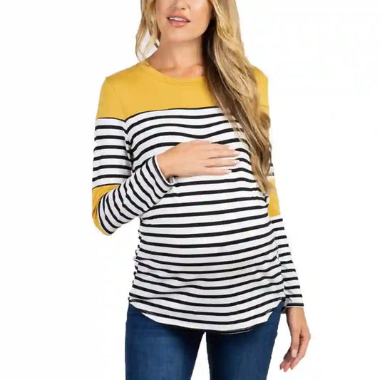 Samara Maternity Striped Long Sleeve T-Shirt for Nursing