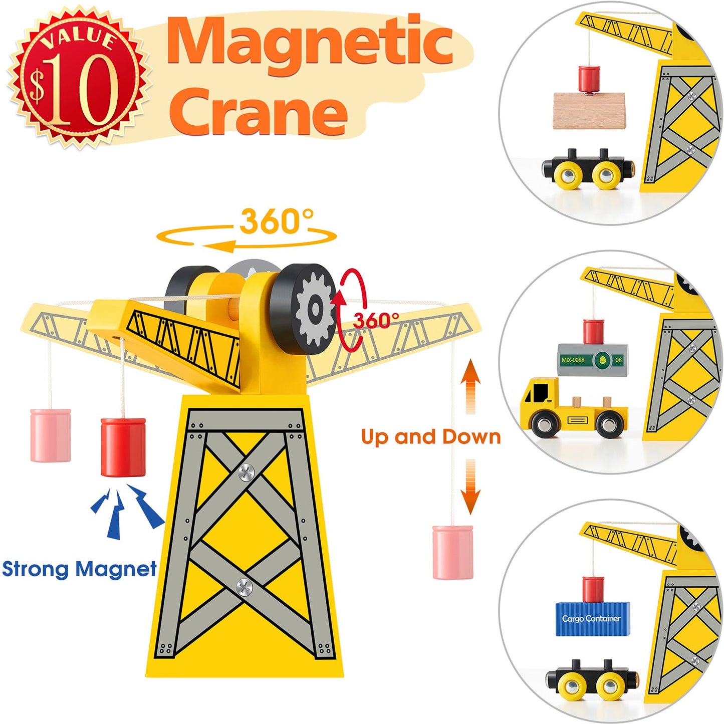 Wooden Track Trains 55 Pcs