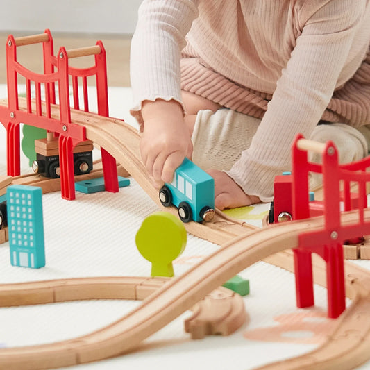 Wooden Train Set for Children 39 Pcs