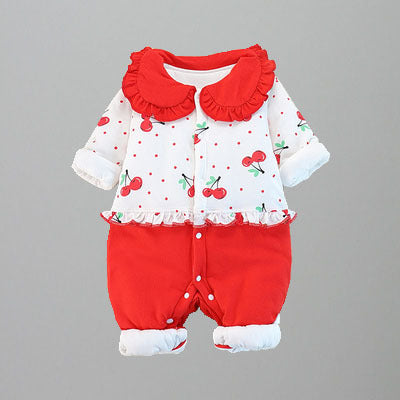 Sara Cute Baby Autumn Thin Cotton Warm Jumpsuit