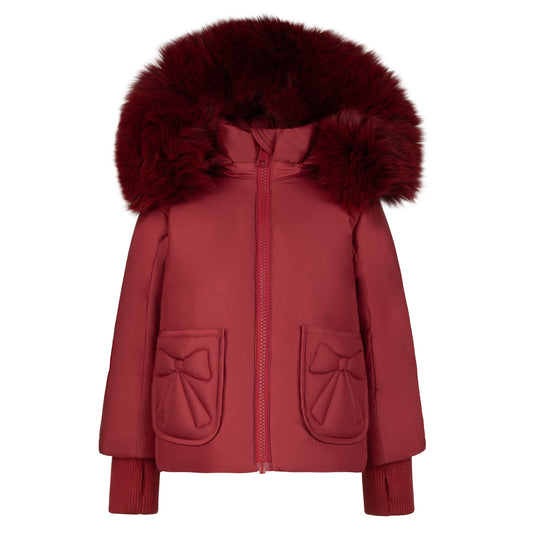 Gaelie Little Girls Red Bow Elegant Jacket