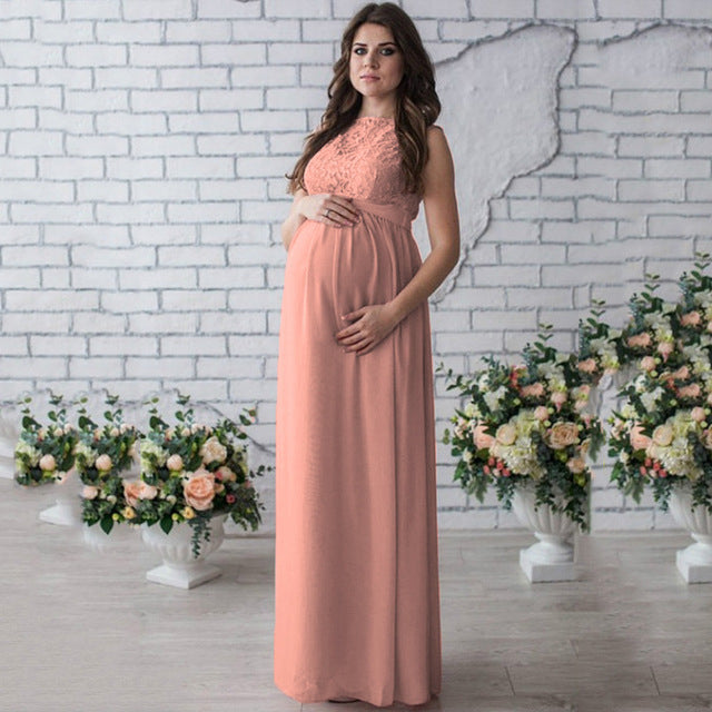 Kayla Lace Sleeveless Polyester Fiber Maternity Maxi Dress