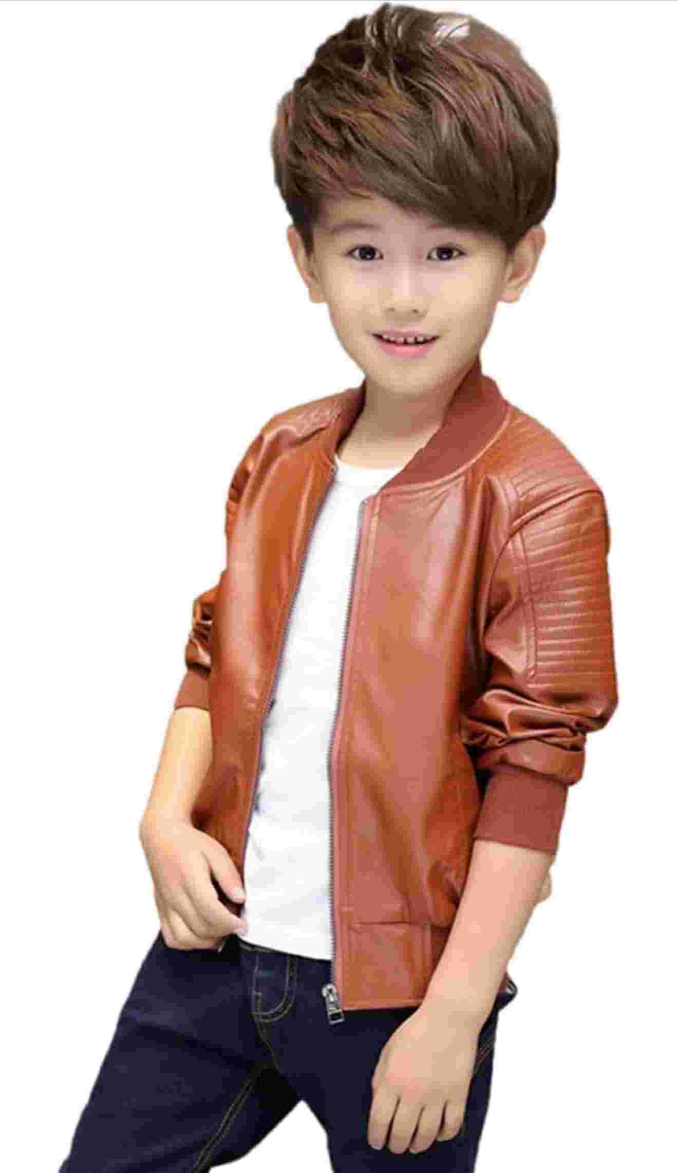 Brandon Boys Motorcycle Jacket - Faux Leather Coat for Kids
