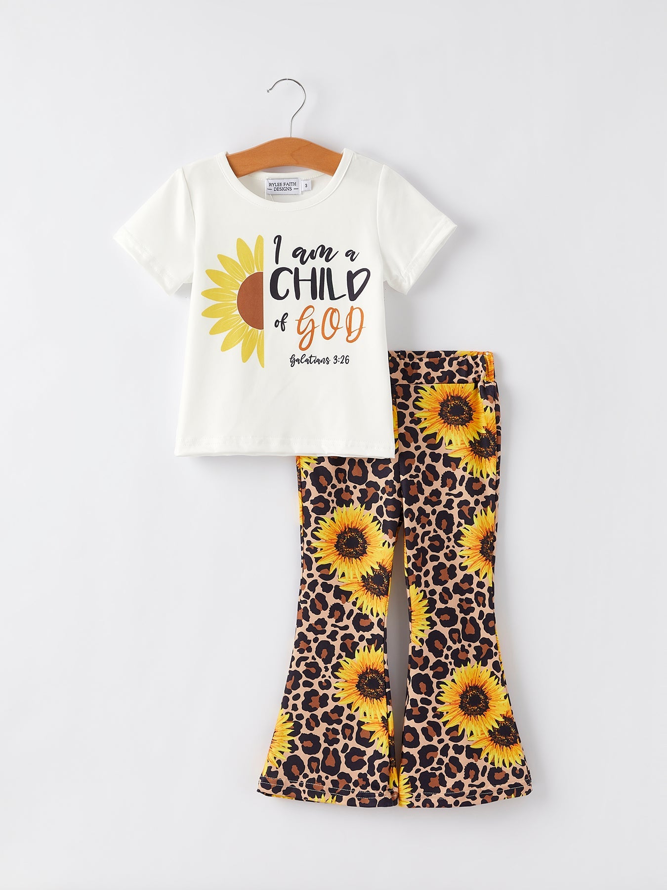 Taylor Sunflower Leopard Print Girls Suit