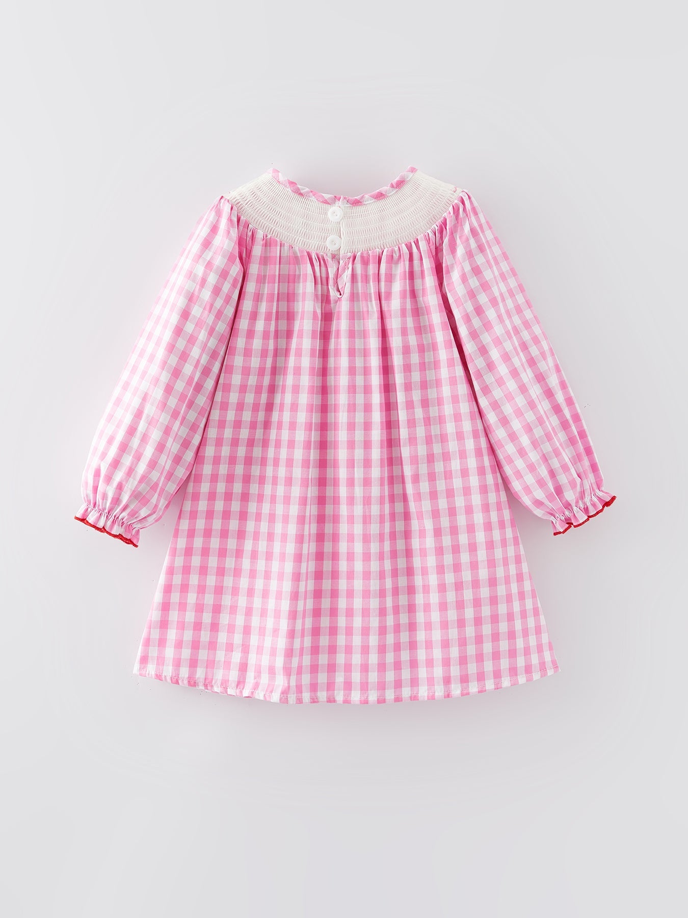 Sinergy Heart Bow Smocking Embroidered Pink Dress