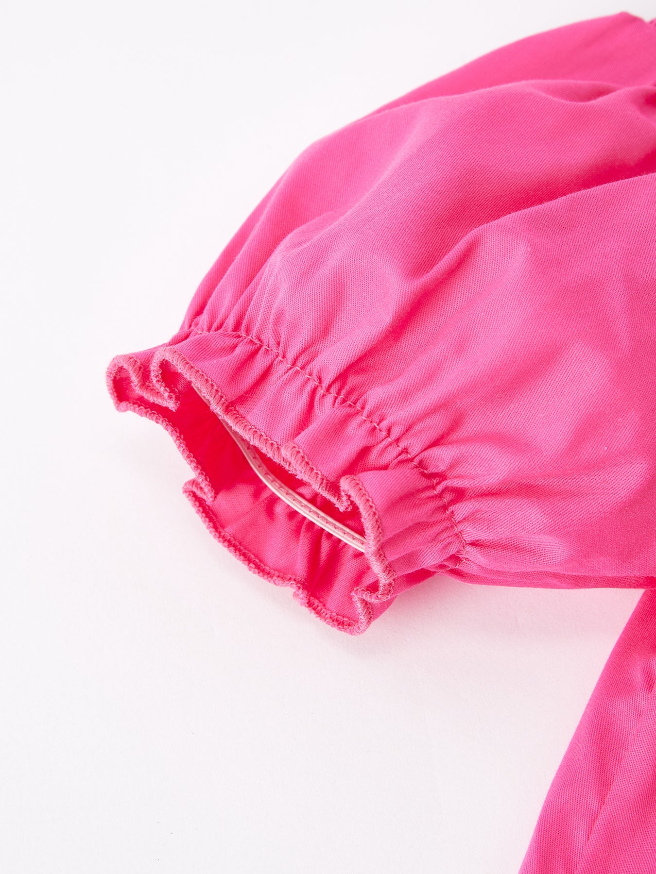 Silvia Girls Bow Smocking Embroidery Hot Pink Dress