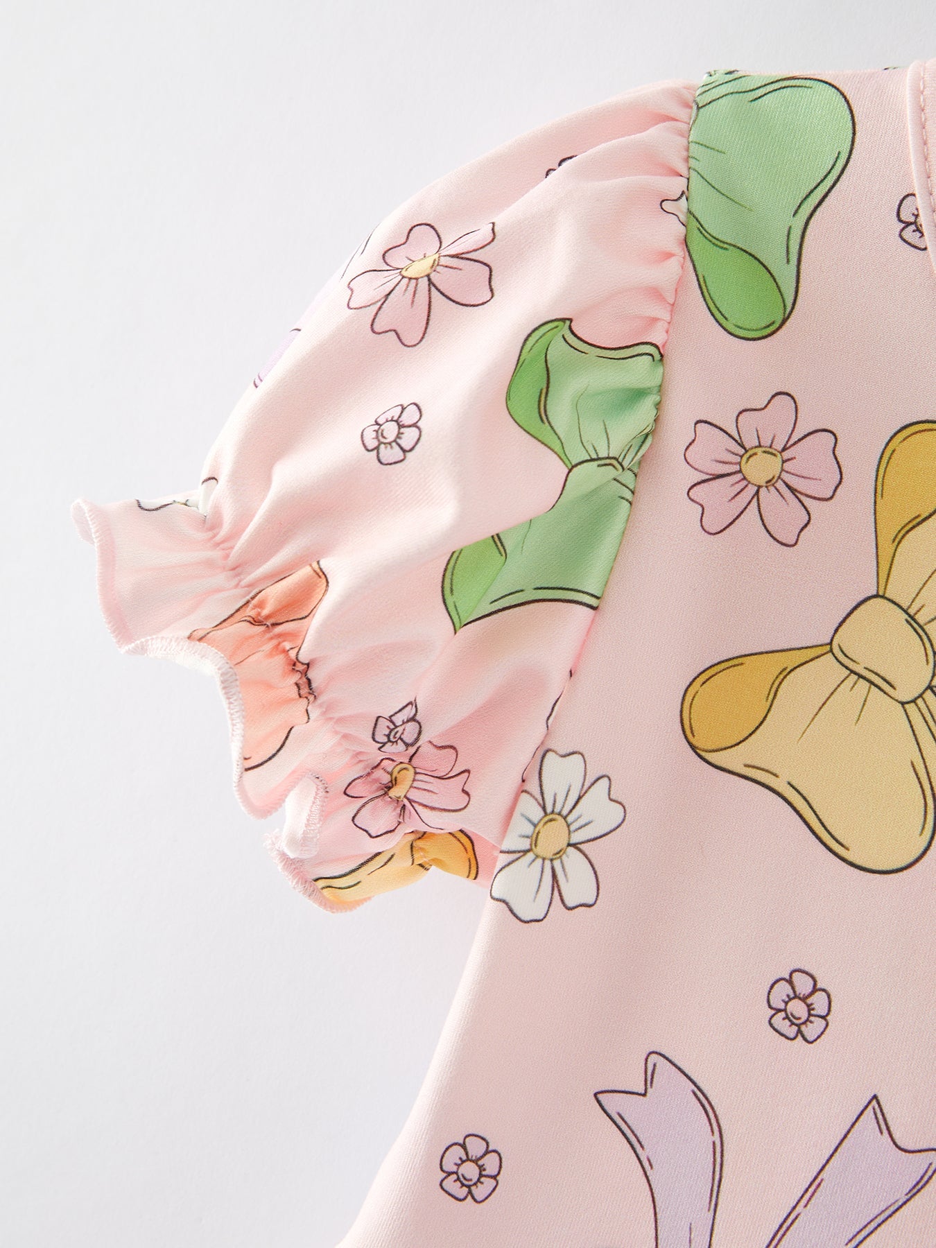 Delcia Colorful Bow Print Ruffles Girls Dress