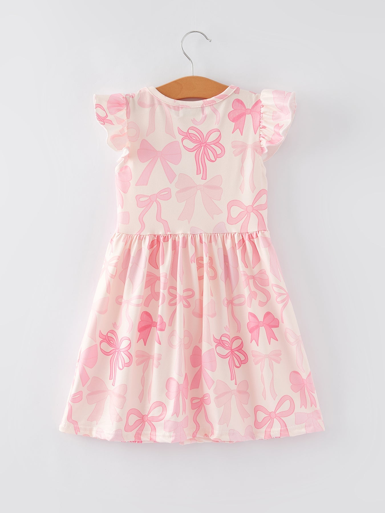 Kimmie Bow Print Flying Sleeve Girls Dress