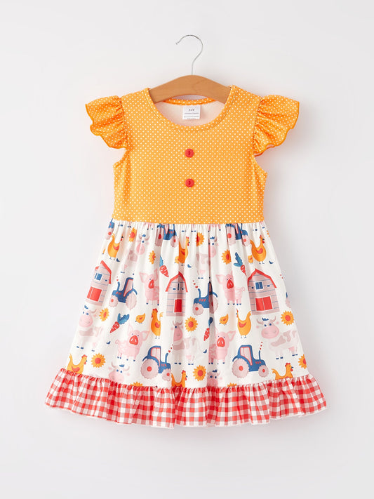 Fermina Farm Ruffle Girls Dress