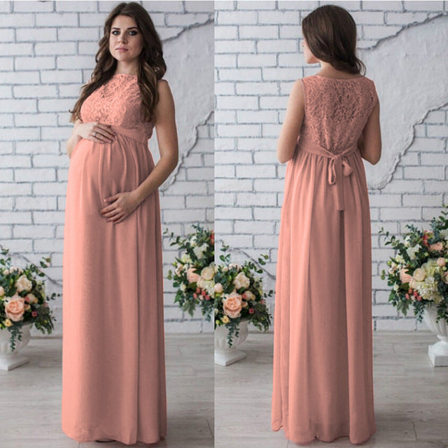 Kayla Lace Sleeveless Polyester Fiber Maternity Maxi Dress