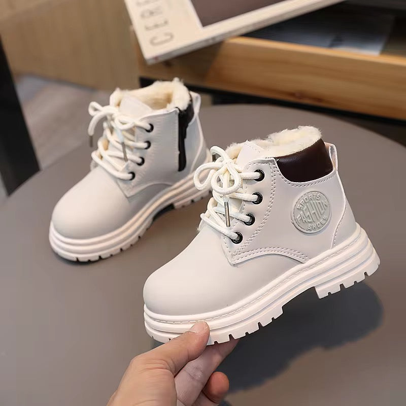 Servia Kids Winter Ankle Boots - Non-Slip Lace Up Boots with Zipper