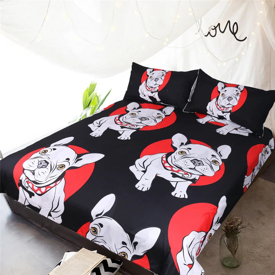 Red And Black Bulldog Bedding Three Piece Bedding Set - GuGuTon baby store - Baby Fashion - Toddlers Outfits - Babies Outfits - Toddler Clothes - Kids Clothing - Newborn Clothes - Newborn Wear - Kids Wear - Trending Clothes - Trending Outfits - Fall Fashion - Winter Fashion - Girls Clothes - Boys Clothes - Babies Wear - Kids Accessories - KidsWear - Summer Clothes - Summer Fashion - Summer Trend - Falls Sweaters - Tops - Bottom - Jeans - Blouse - Dresses - Newborn Dresses - Toys