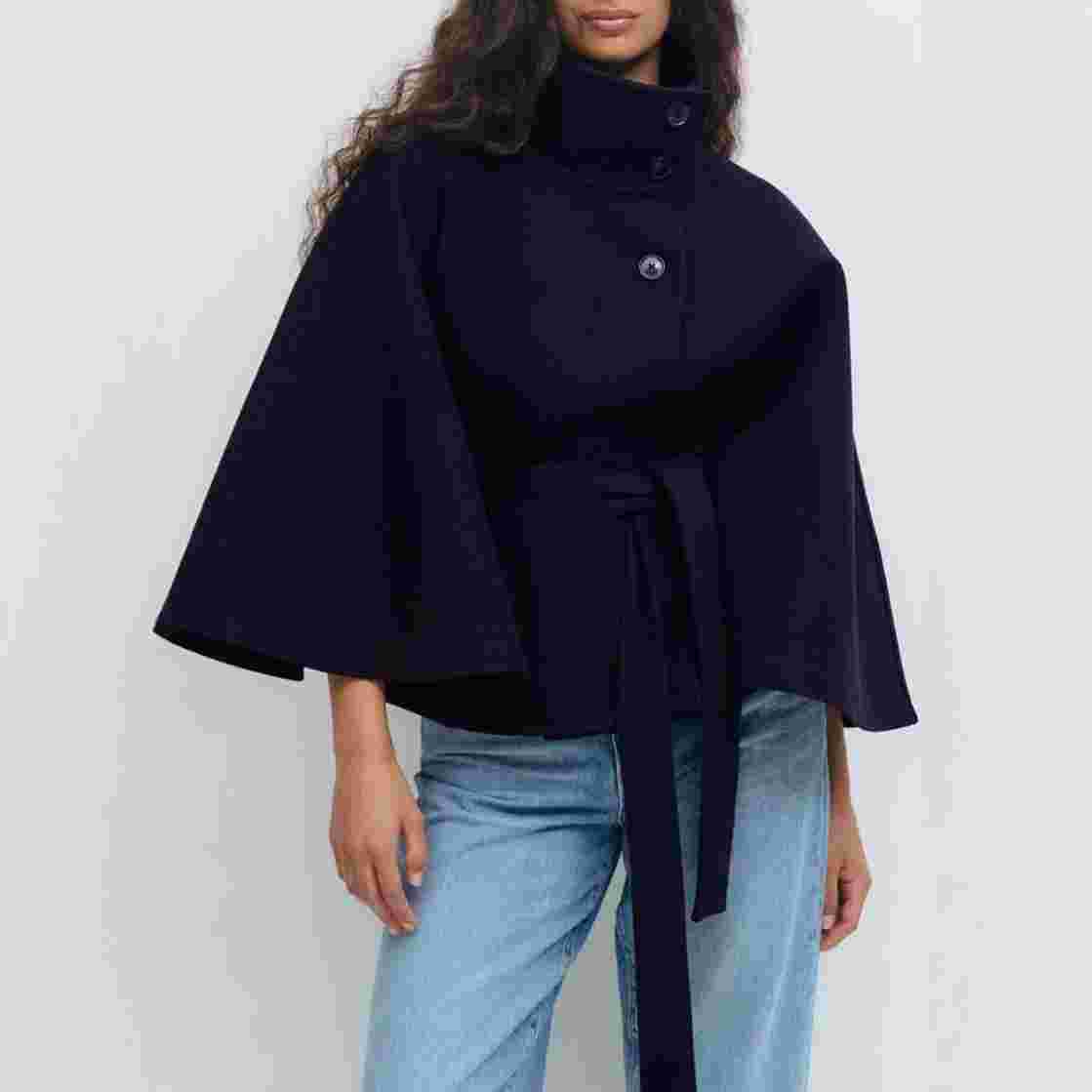 Dionera Elegant Batwing Sleeve Winter Coat With Belt
