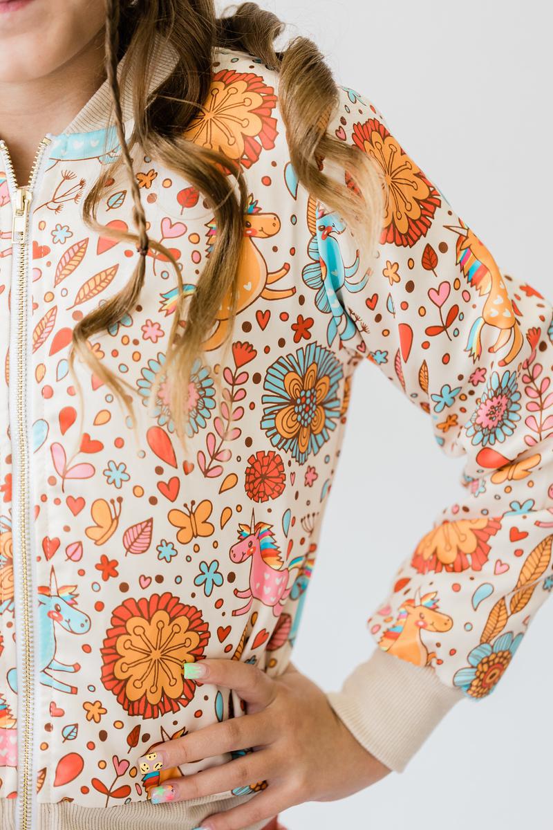 Giogina Retro Unicorns Satin Jacket