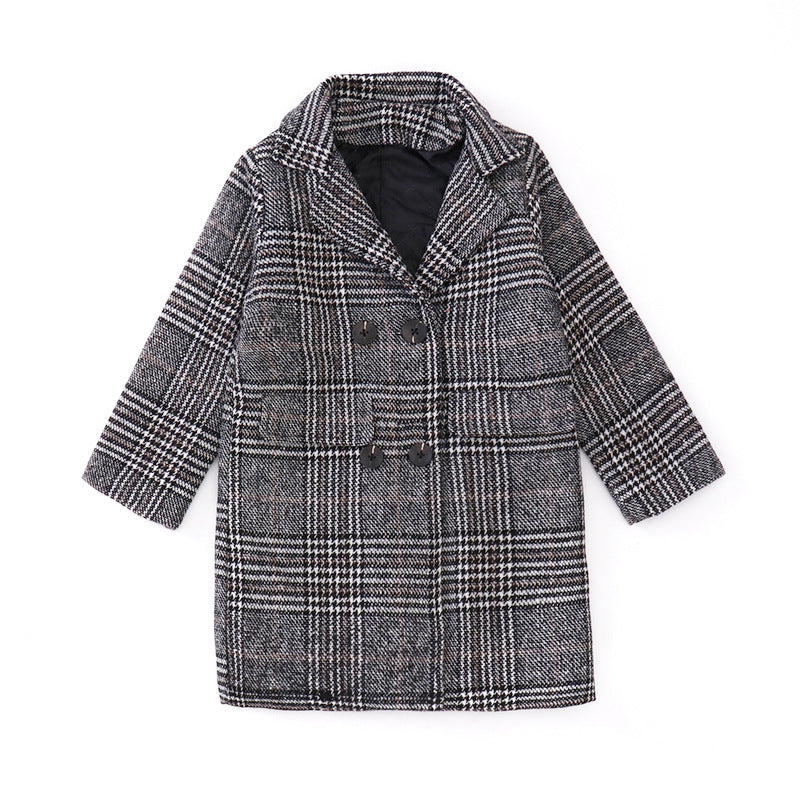 Gennesies Gray plaid houndstooth coat for girls Tops