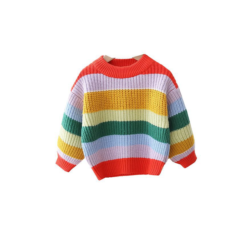Zoe Baby Loose And Idle Tops Girls' Striped Knitted Pullover
