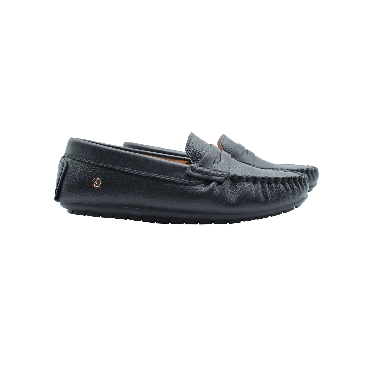 Malik Black pebbled leather loafer shoes