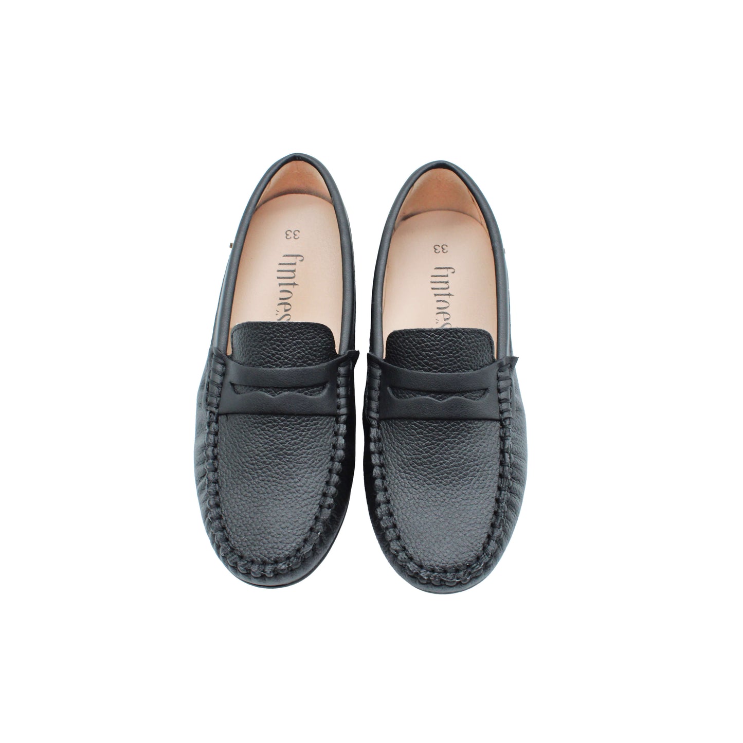 Malik Black pebbled leather loafer shoes