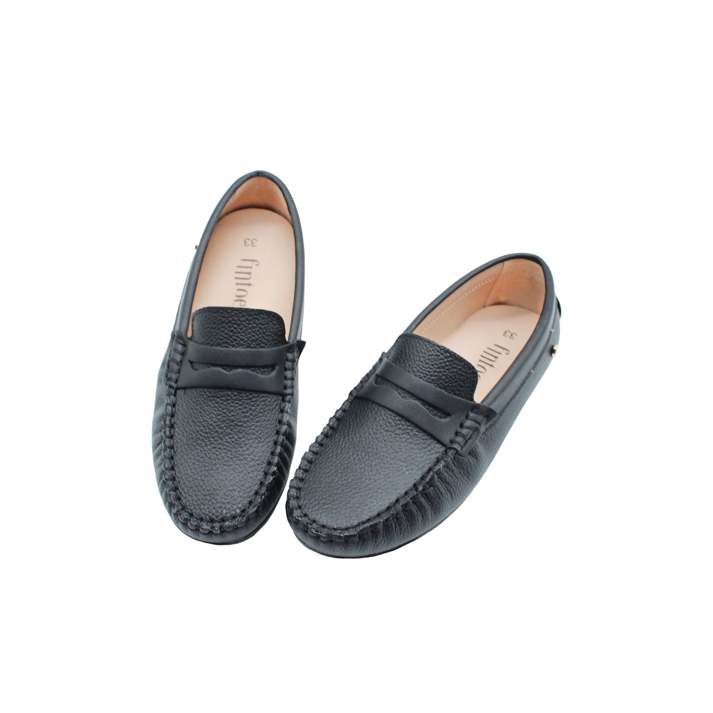 Malik Black pebbled leather loafer shoes