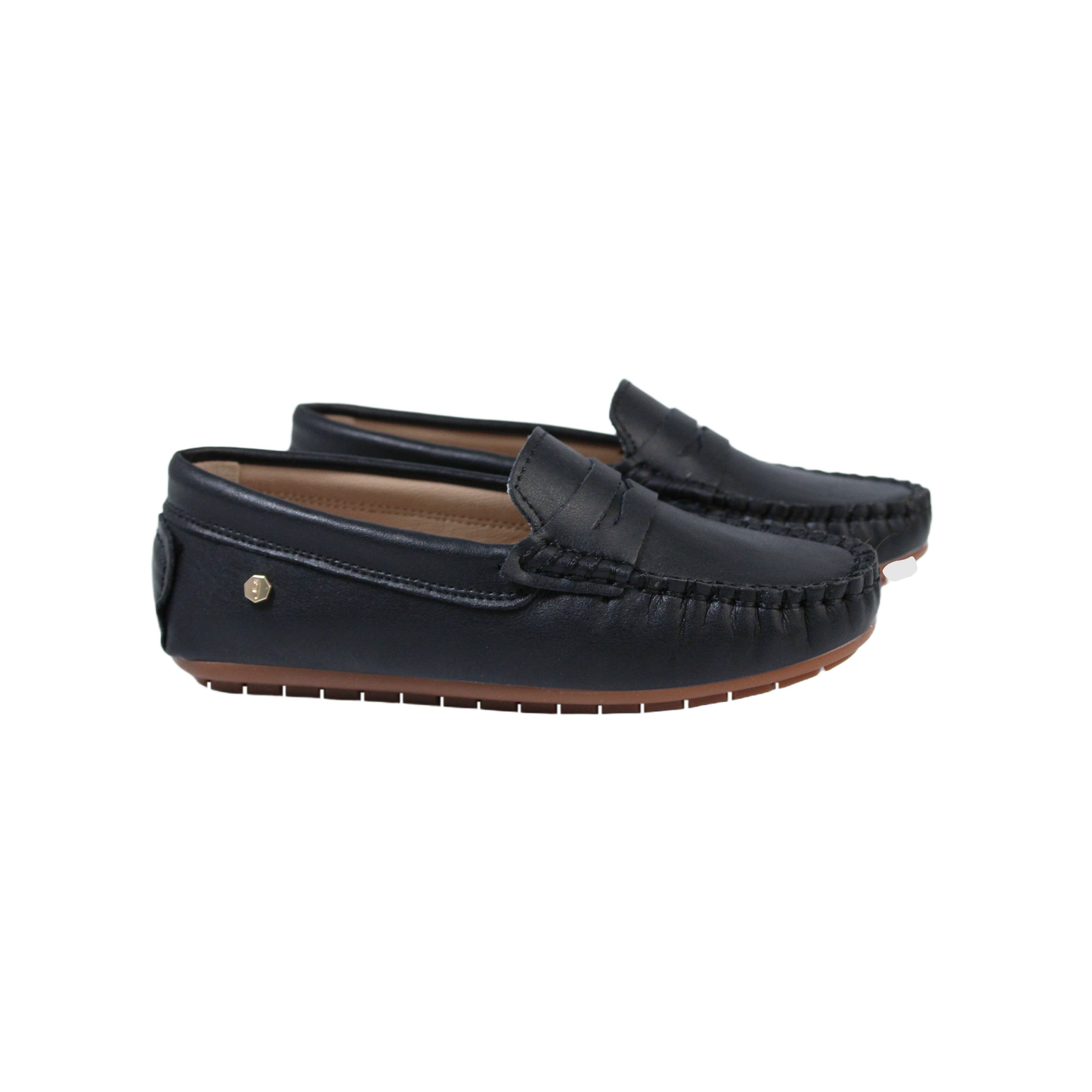 Marcus Black Leather penny loafer/brown sole