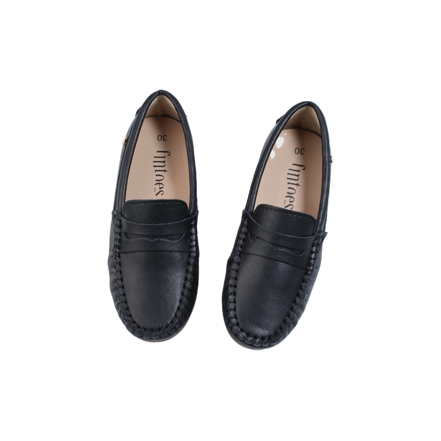 Marcus Black Leather penny loafer/brown sole